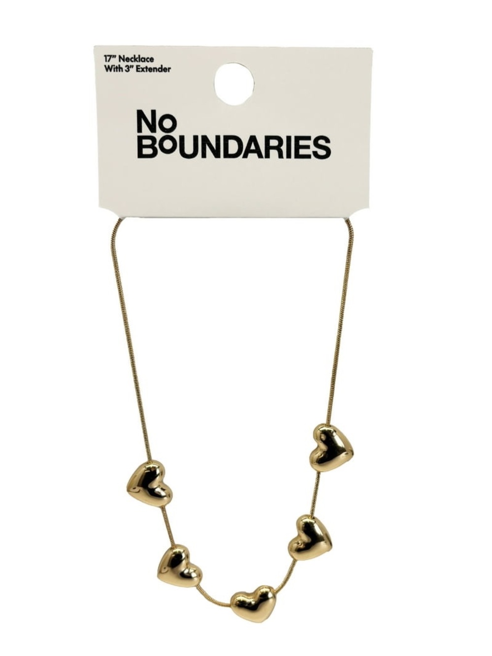 No Boundaries Gold-Tone Bubble Heart Station Necklace, Women’s | Heart Necklace